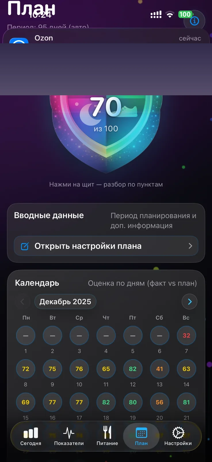 План: факт vs план и календарь